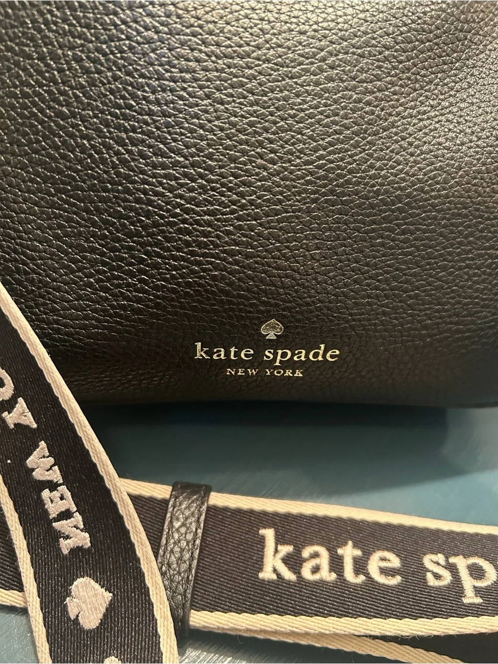 Kate Spade Rosie Black Pebbled Leather Crossbody Black/Cream Logo Strap - Picture 5 of 17